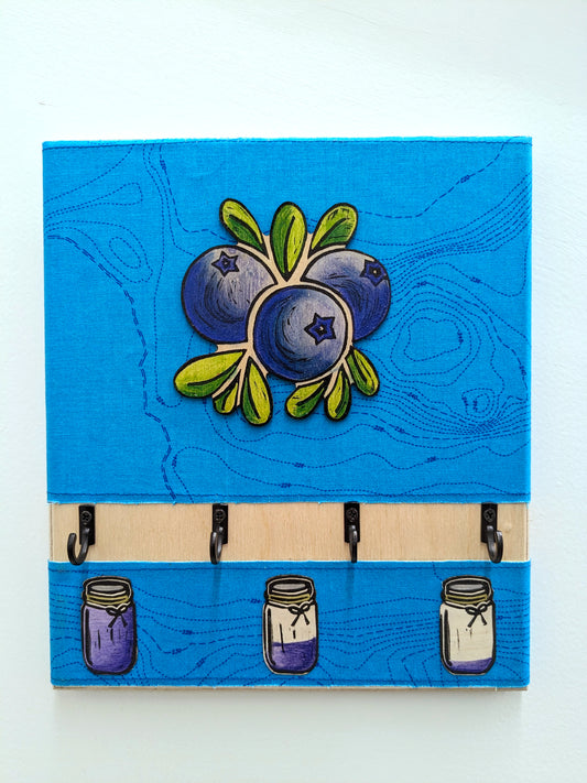 Blueberry Fabric 4 Hook Key holder