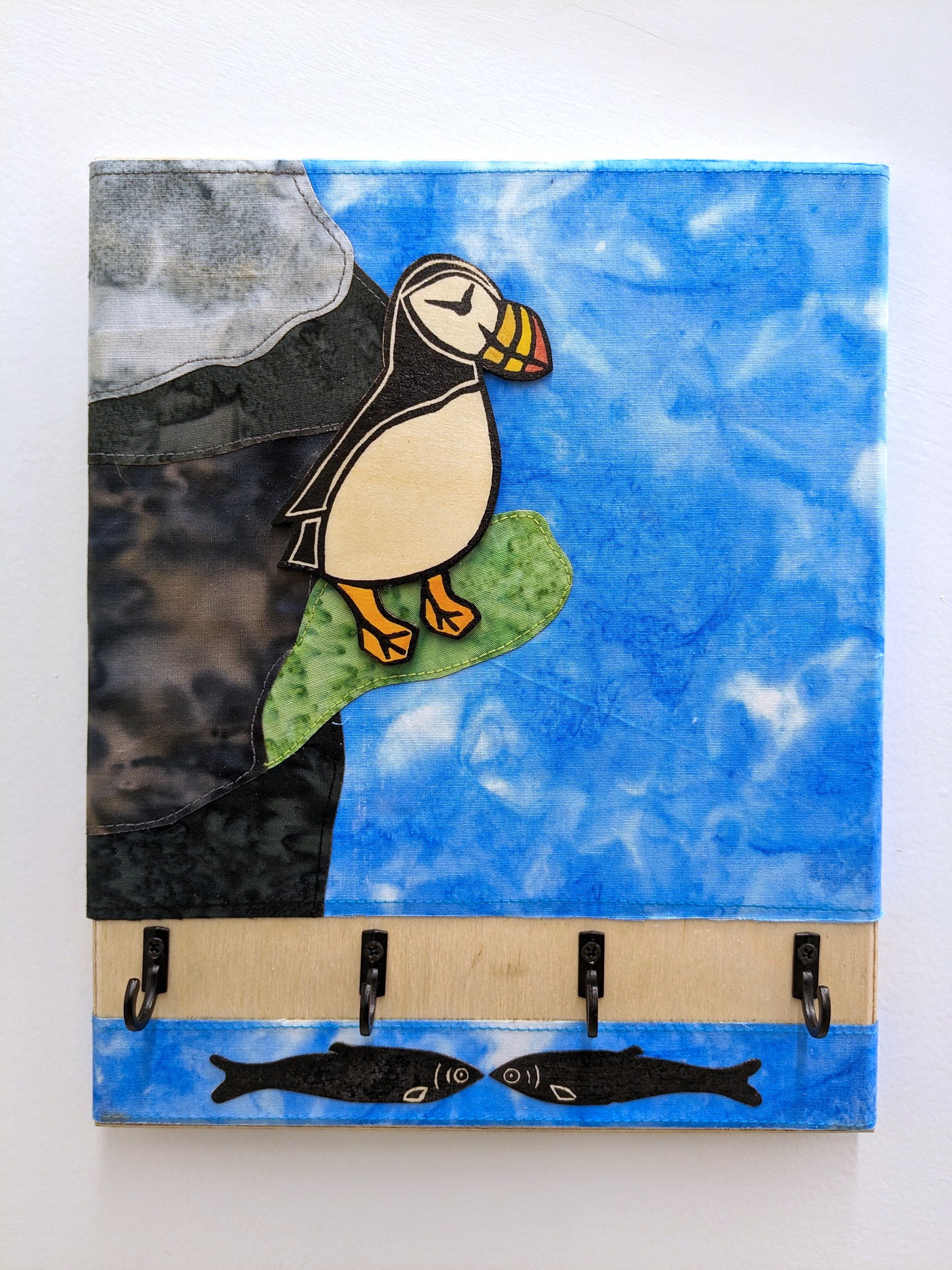 Puffin Fabric 4 Hook Key holder